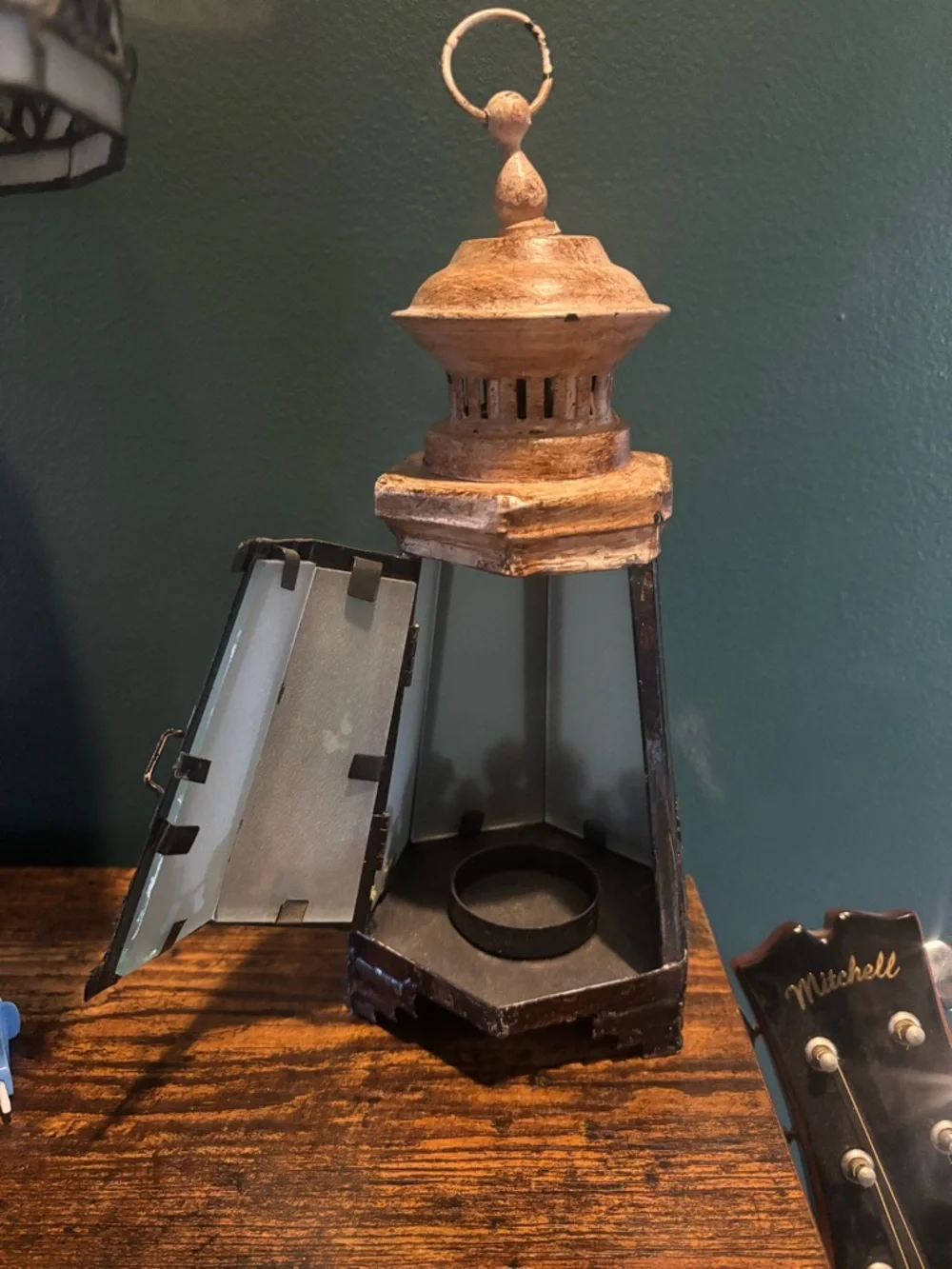 Rustic Brown and Tan Decorative Tea Light Lantern - Home Accents